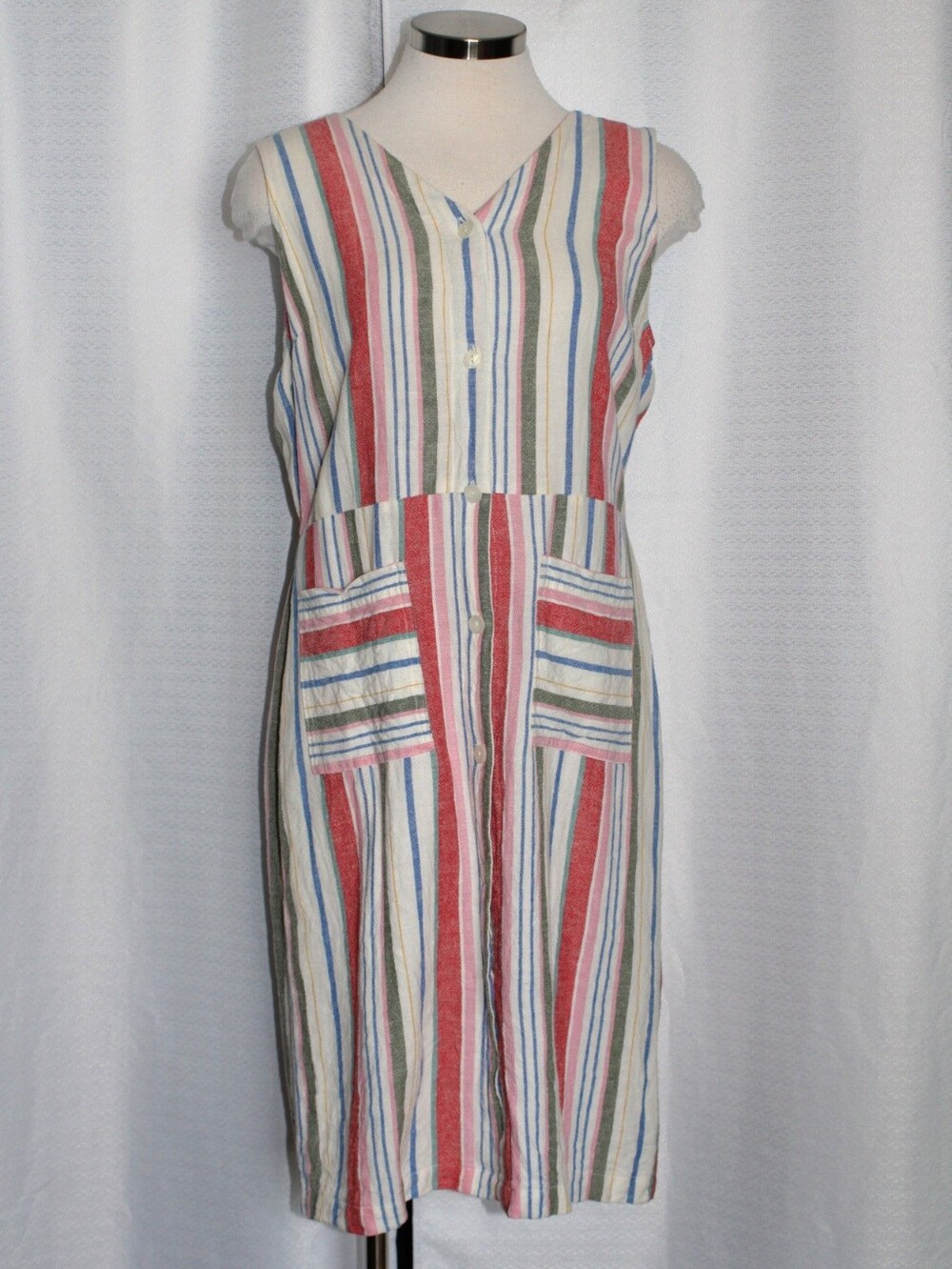 Old Navy Striped Button Front Sleeveless Midi Dress M